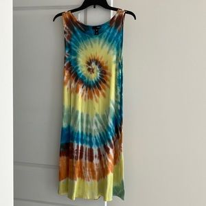 Aqua Sleeveless Tie Dye Midi Dress. Size XS